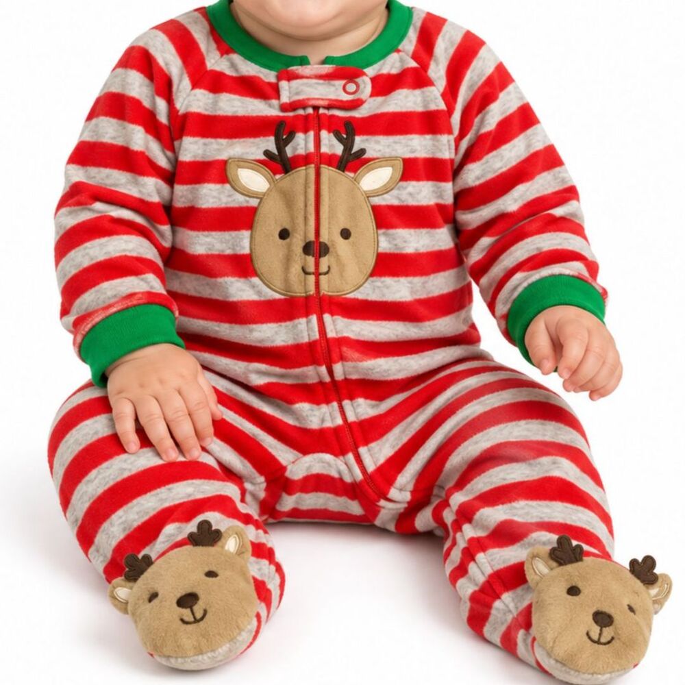 🔥 5 for $30 🔥 Carter’s Infant Reindeer Christmas Footie Pajamas | 9M